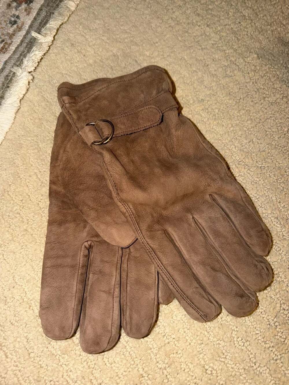 Thinsulate Genuine Leather Suede Winter Gloves Brown Size L